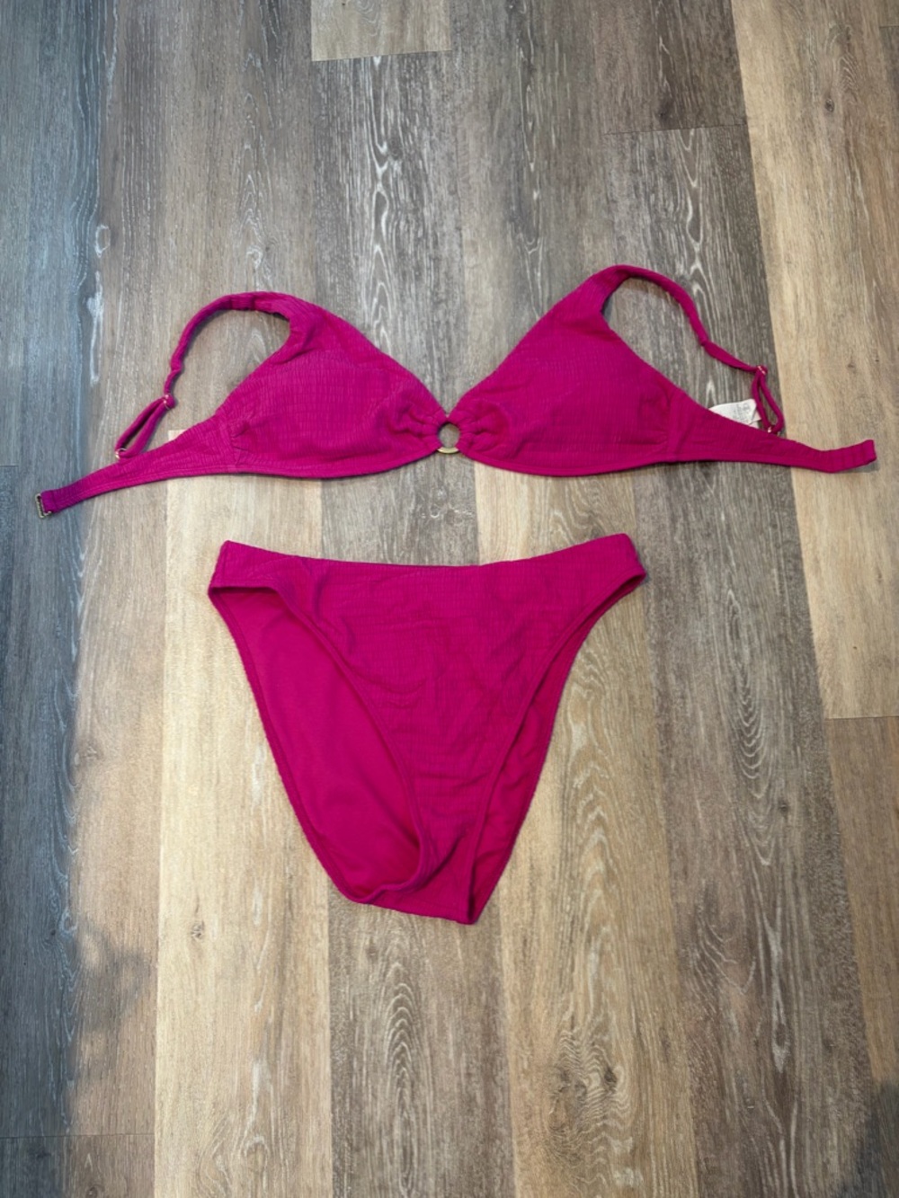 Abercrombie & Fitch Ribbed Bikini Set with Ring Detail